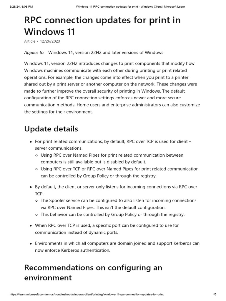 Windows 11 RPC Print Configuration Guide | PDF | Group Policy | Windows ...
