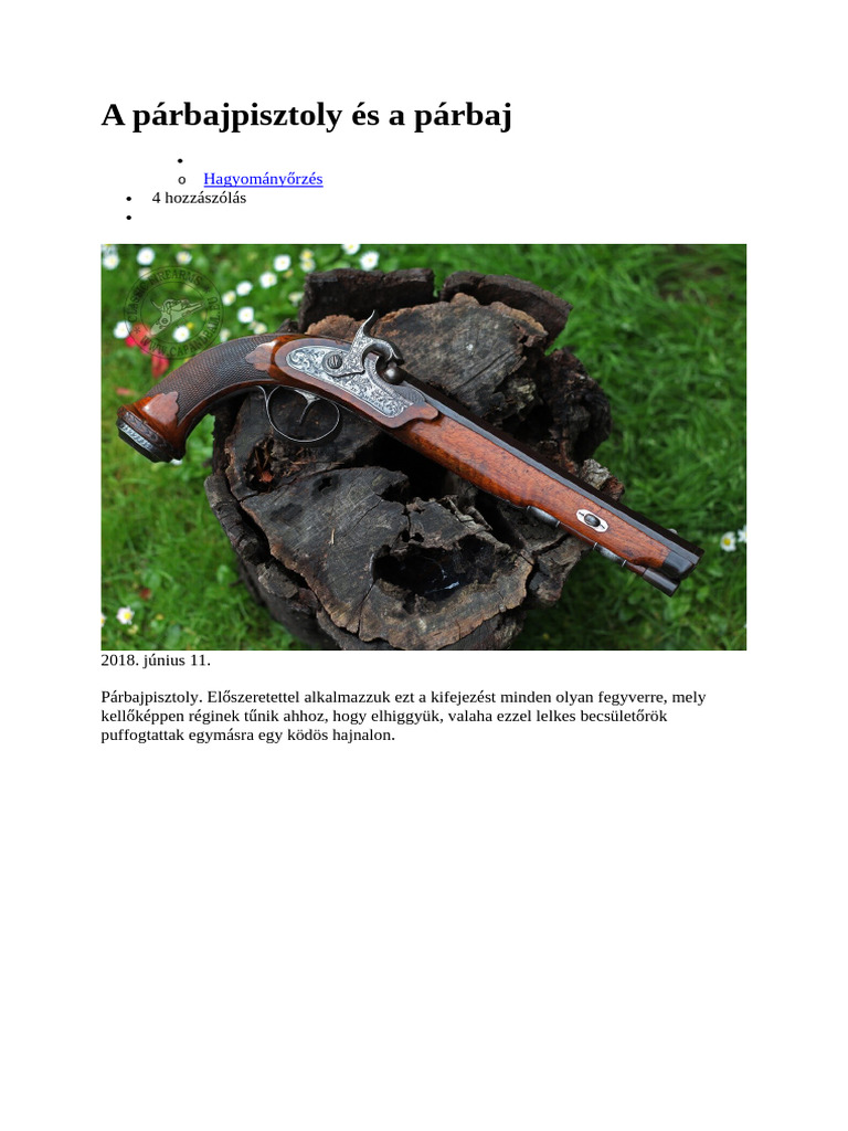 A Párbajpisztoly És A Párbaj | PDF