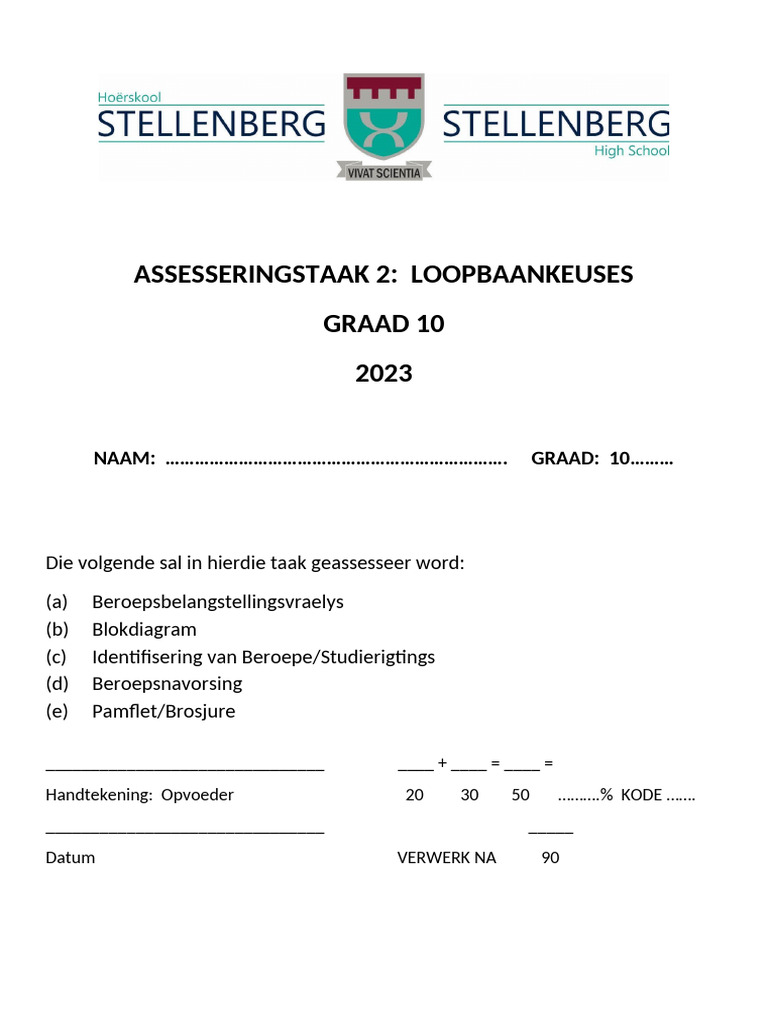 GRAAD 10 LOOPBANE GESKREWE TAAK KW 3-1 | PDF