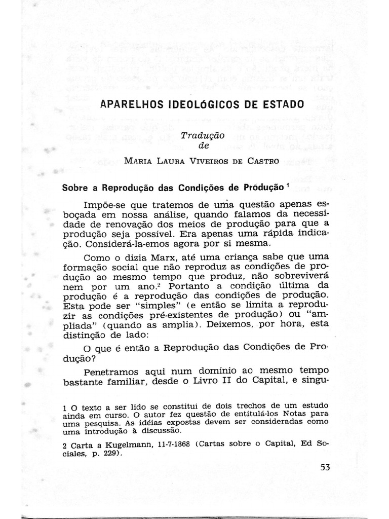 ALTHUSSER Louis. Aparelhos Ideológicos Do Estado. Rio de Janeiro ...