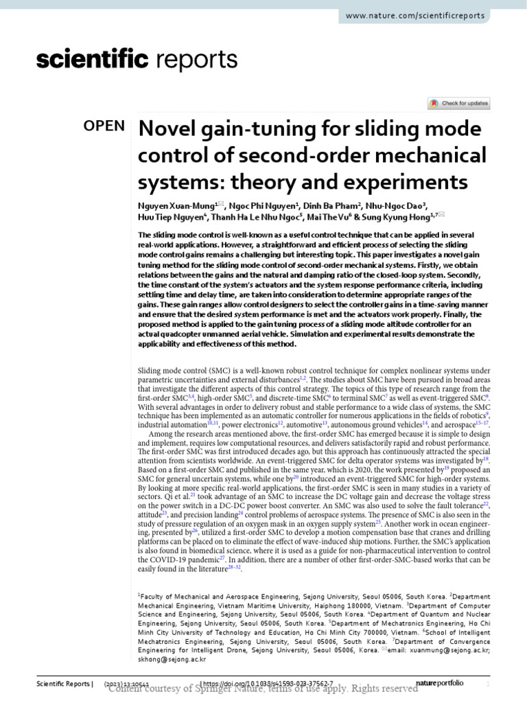 Gain Tuning for Sliding Mode Control | PDF | Engineering | Control Theory