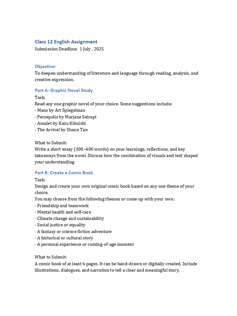 Class 12 English Assignment | PDF