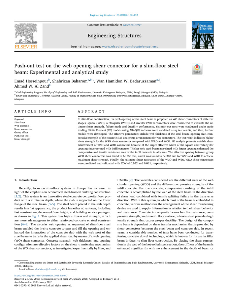 2 Push-Out Test On The Web Opening Shear Connector For A Slim-Floor ...