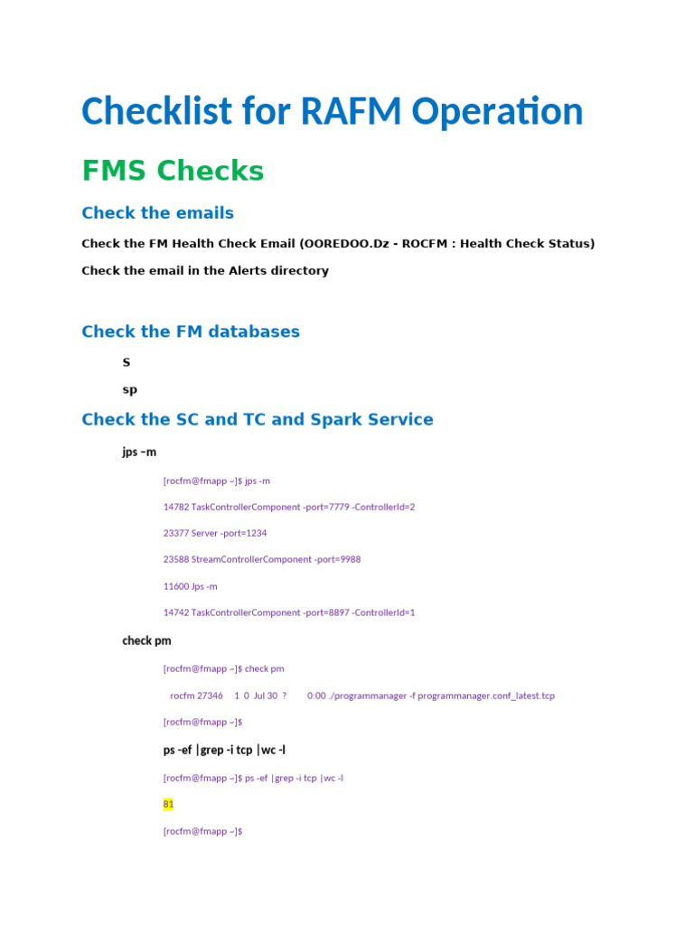 Checklist For RAFM Operation - v1 | PDF | Computer Data | Information ...