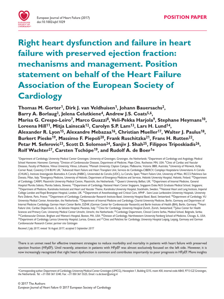 Right Heart Dysfunction in HFpEF Management | PDF | Heart Failure ...