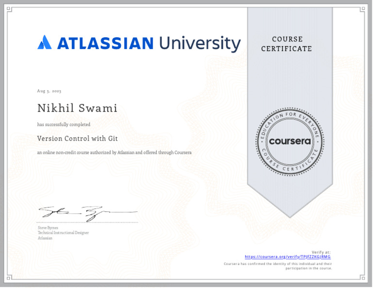 Version Control with Git Certificate | PDF