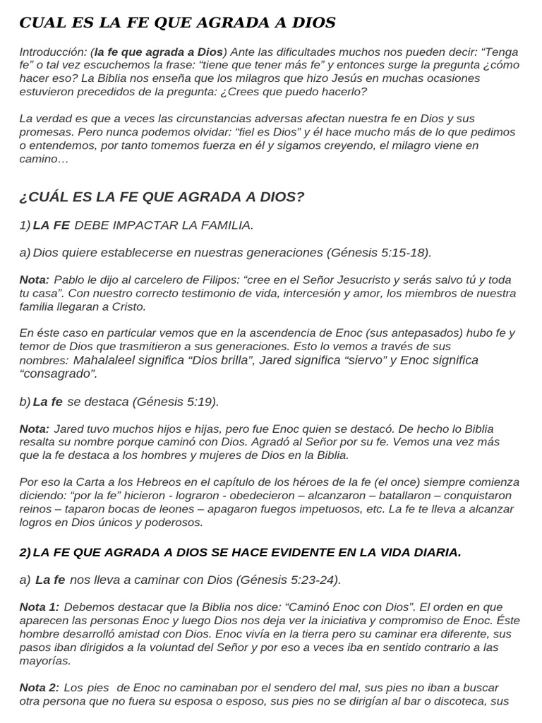 La fe que agrada a Dios: claves y ejemplos | PDF | Cristo (título) | Dios