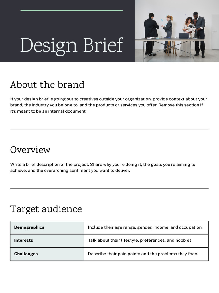 Design Brief Doc in Grey Mint Green Casual Corporate Style | PDF