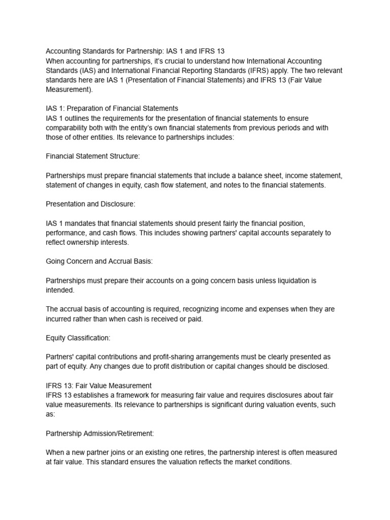 IAS 1 & IFRS 13 for Partnerships | PDF | Fair Value | International ...