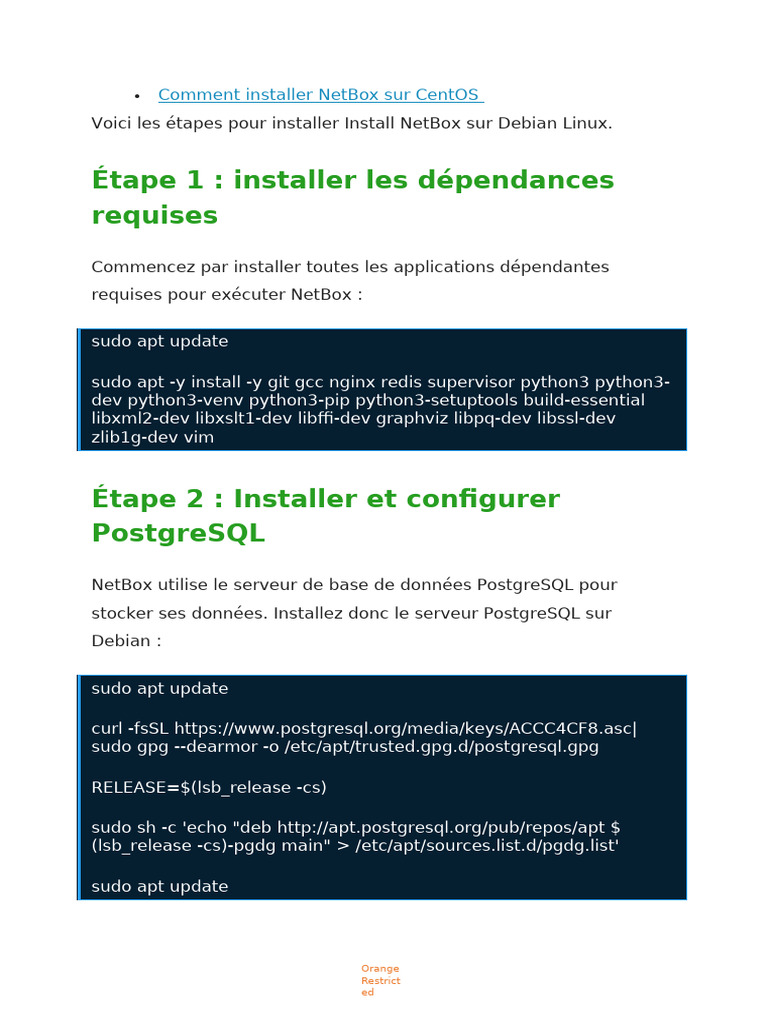 Installer NetBox sur Debian 12 | PDF | Bases de données | Gestion des ...