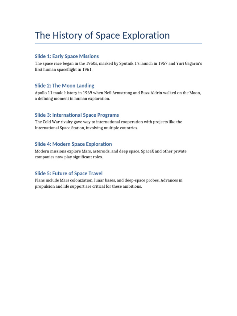 Evolution of Space Exploration | PDF