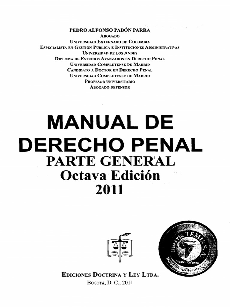 Manual de Derecho Penal: Parte General | PDF | Intención (Derecho Penal ...