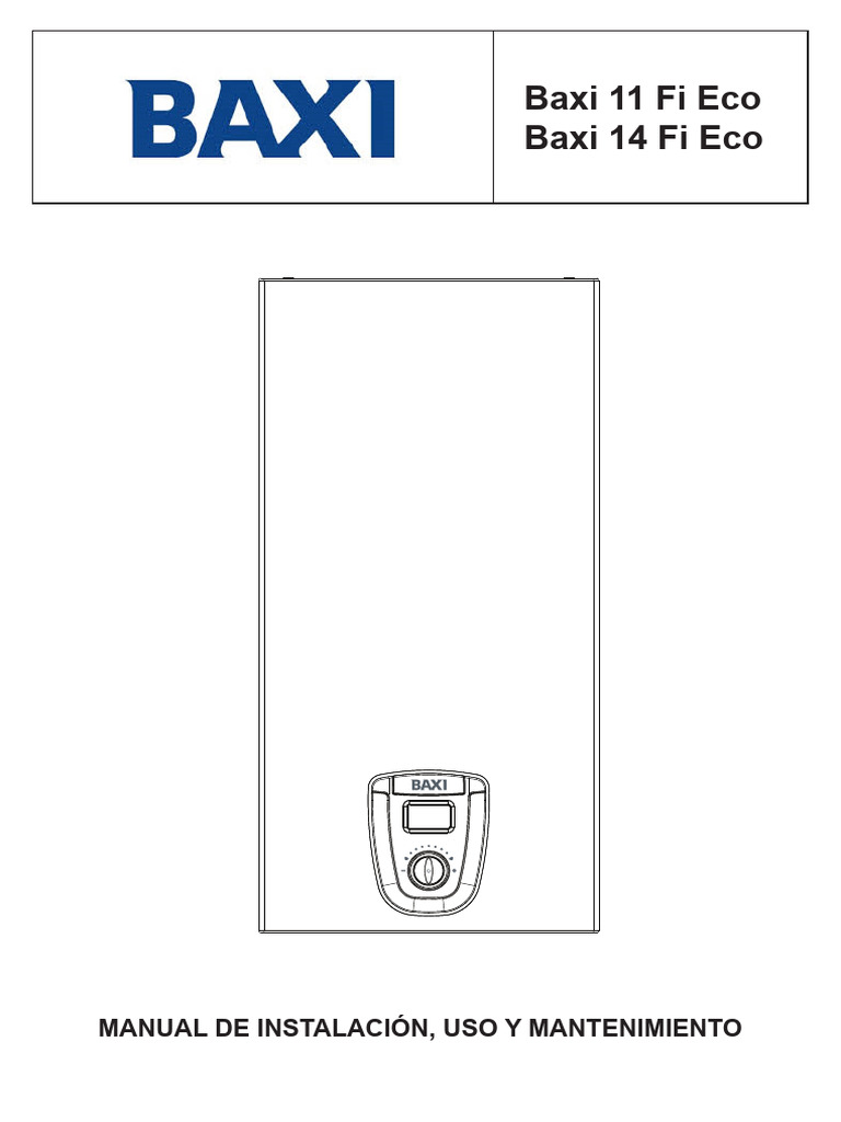 Manual de Caldera Baxi Eco 11 y 14 | PDF | Agua | Uso eficiente de energía