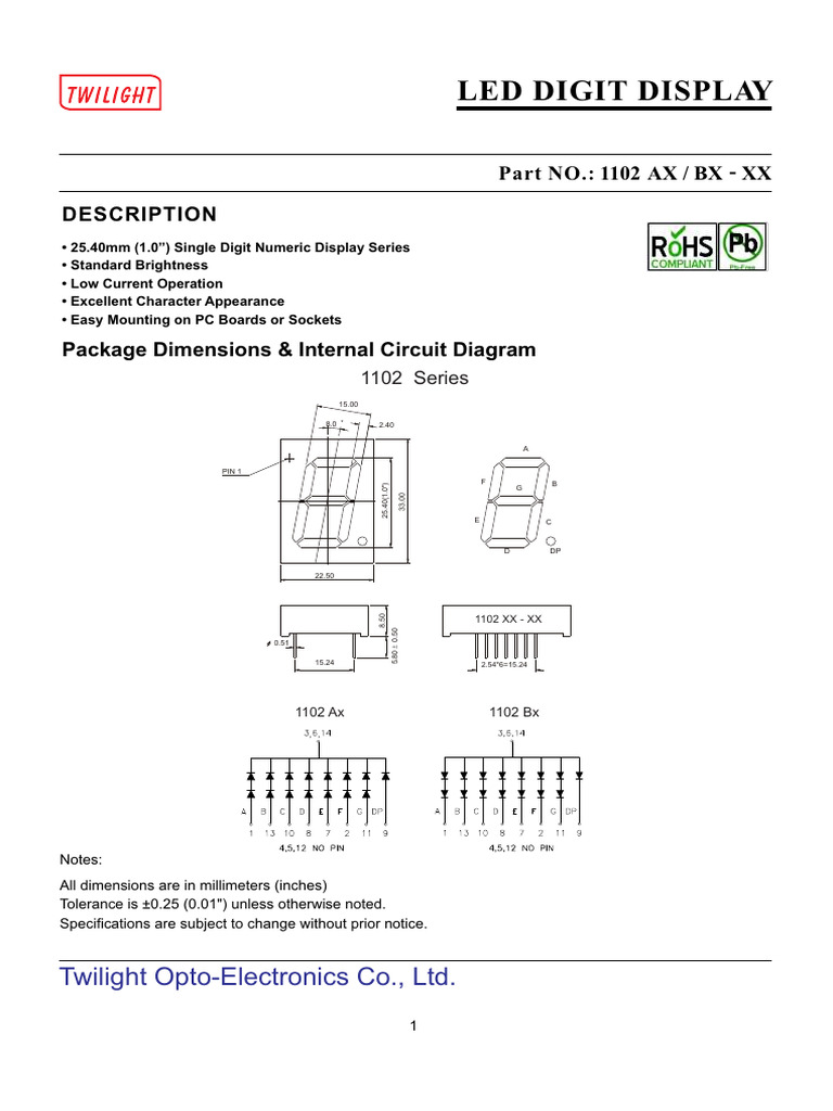 1 Inch Segment 1102 ABxx | PDF | Electrical Components | Electronics