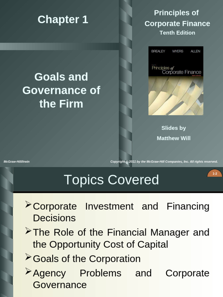 Corporate Finance Principles Overview | PDF | Investing | Cost Of Capital