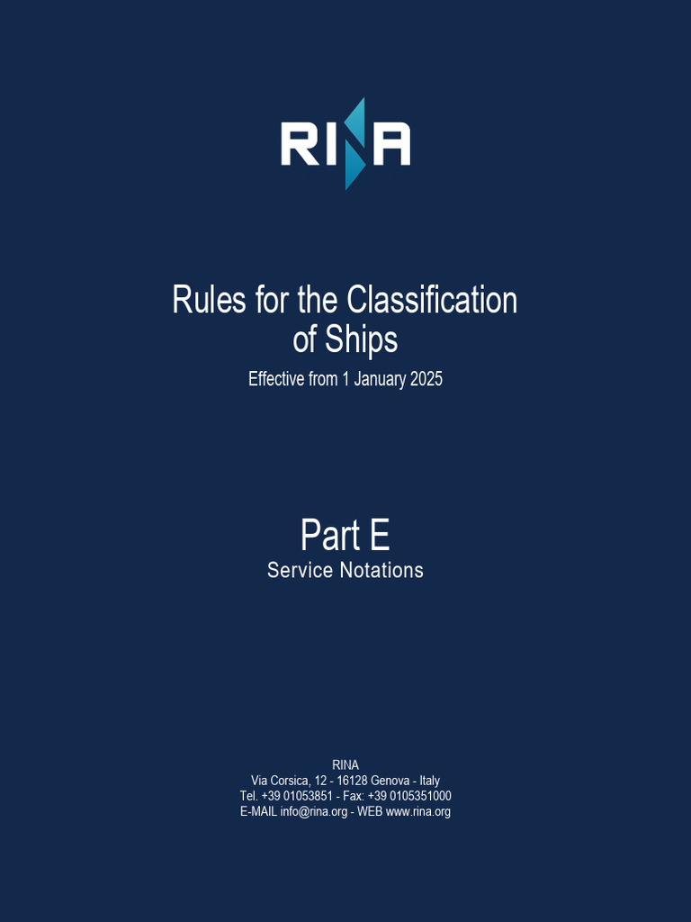 RINA Ship Classification Rules 2025 PDF