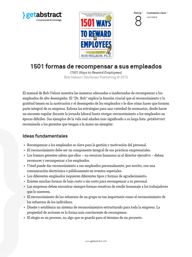 1501 Formas de Recompensar A Sus Empleados Nelson Es 20196 | PDF ...