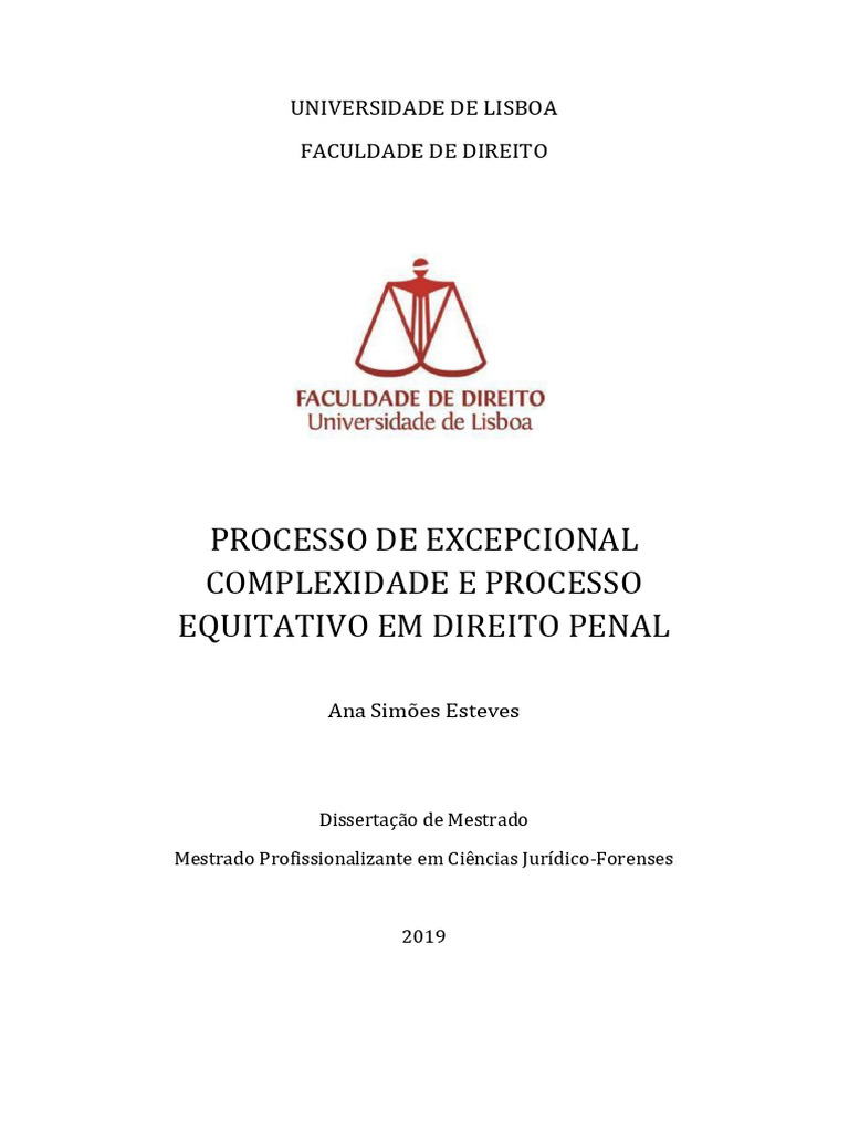 Processo de Excepcional Complexidade e Processo Equitativo Em Direito ...