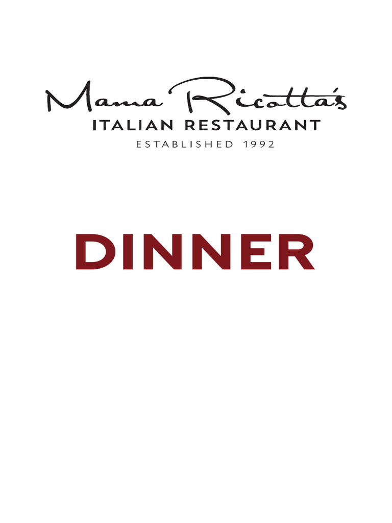 Mama Ricotta's Dinner Menu 2025 | PDF | Pizza | Pasta