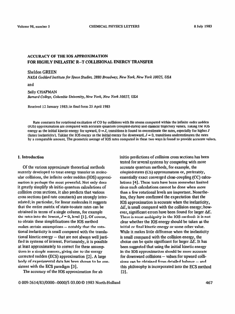 1 s2.0 000926148380089X Main | PDF | Collision | Ab Initio Quantum ...