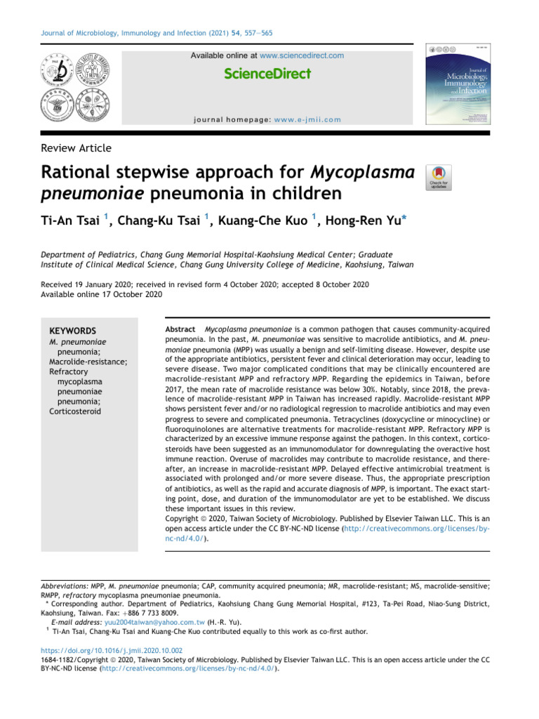 Rational Stepwise Approach For Mycoplasma 2021 | PDF | Pneumonia | Serology