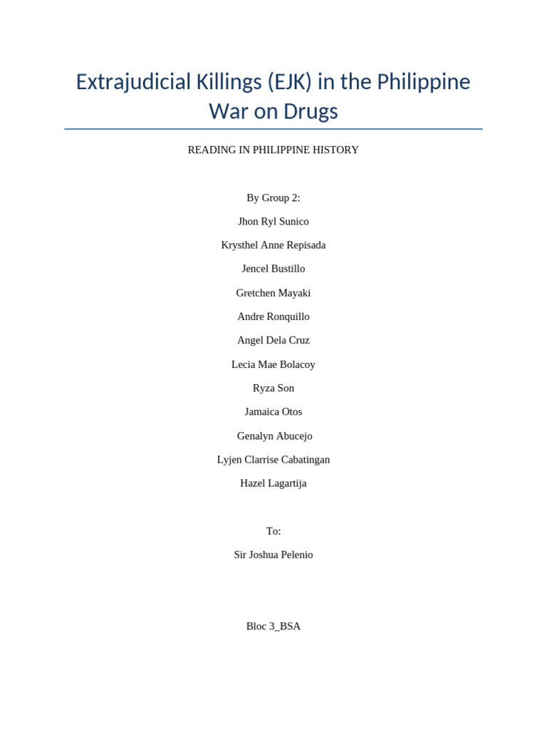 EJKs in the Philippine Drug War | PDF | Rodrigo Duterte | Justice