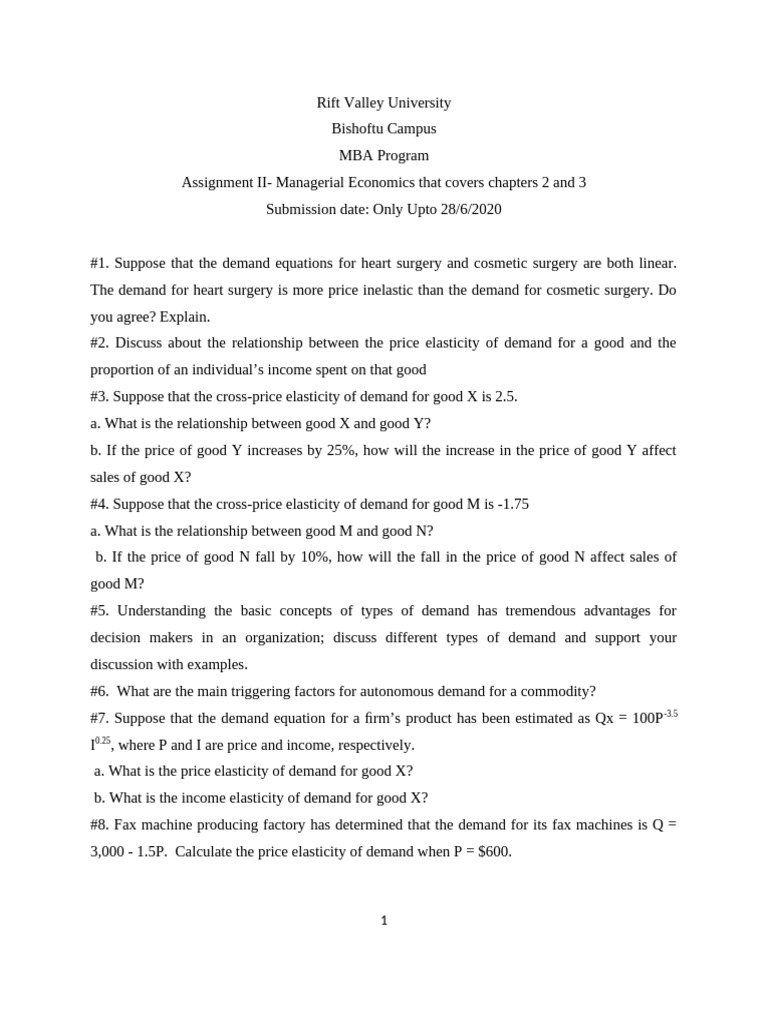MBA Assignment 2 - 1309342716 | PDF | Demand | Elasticity (Economics)