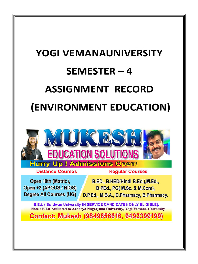 Yvu - Sem 4 - Assignment - Environmental Education | PDF