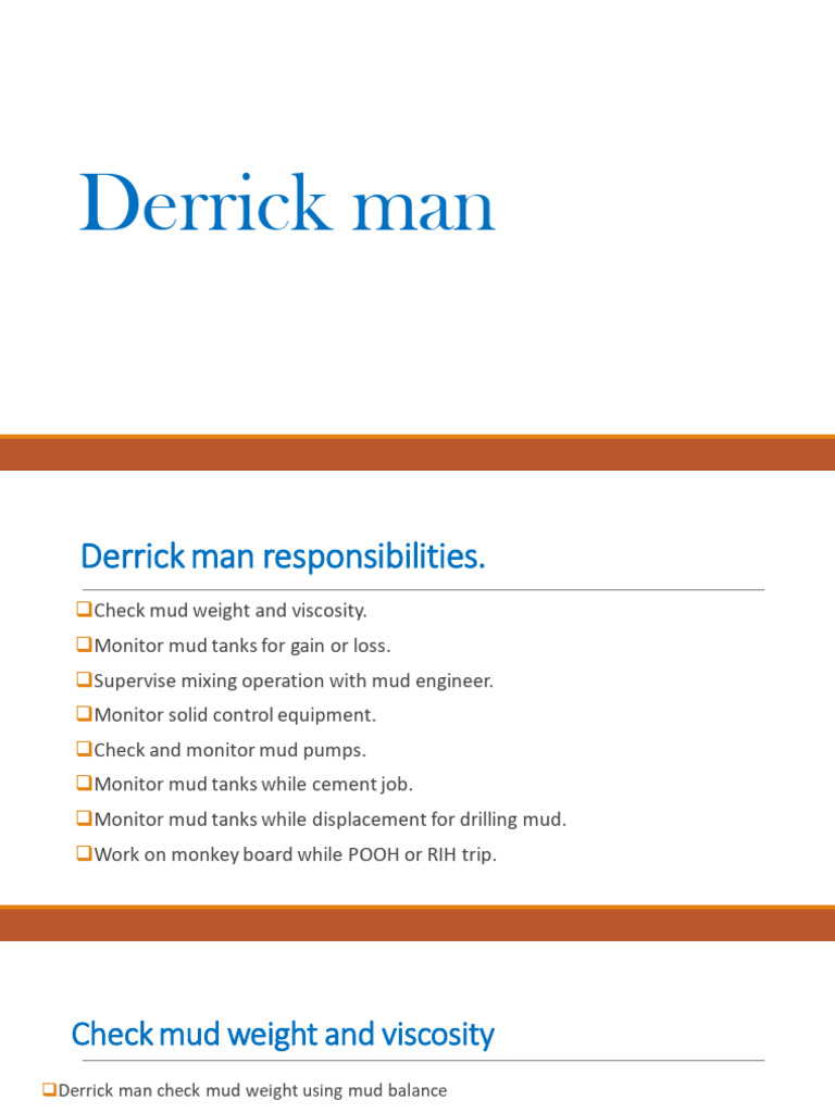Derrick Man Responsibilities in Mud Control | PDF | Pump