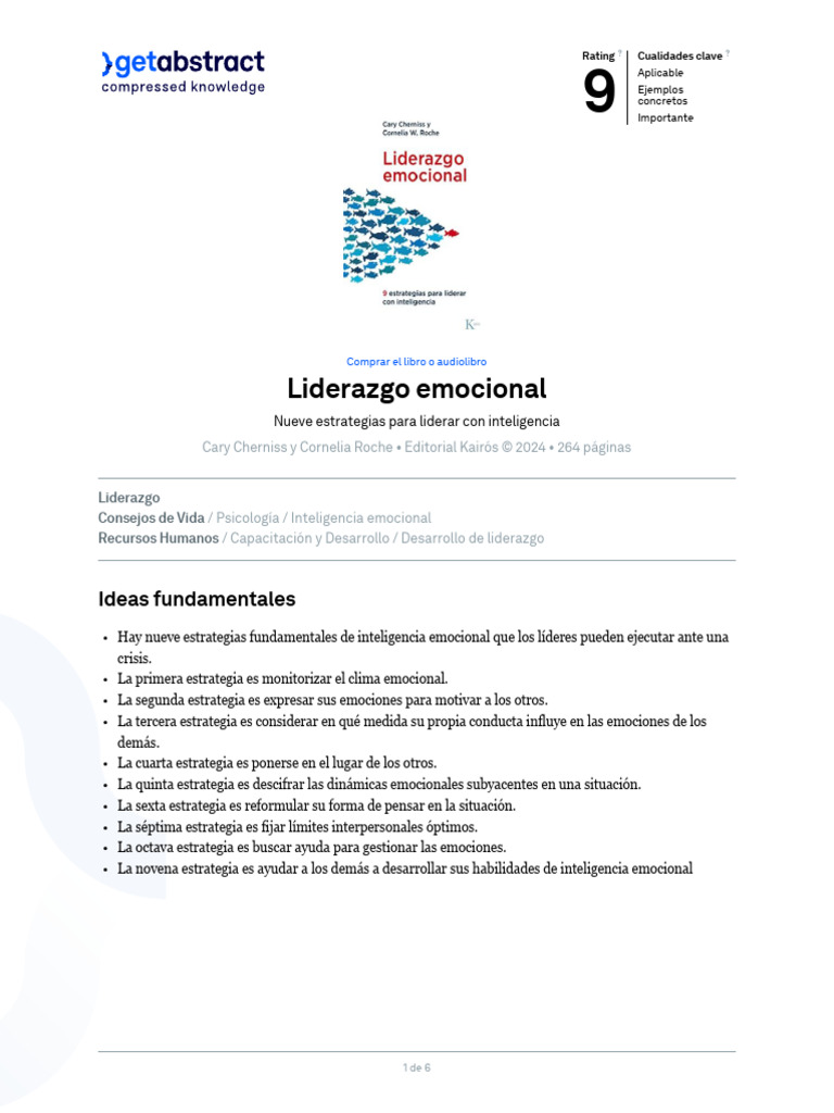 Liderazgo Emocional: Nueve Estrategias | PDF | Las emociones ...
