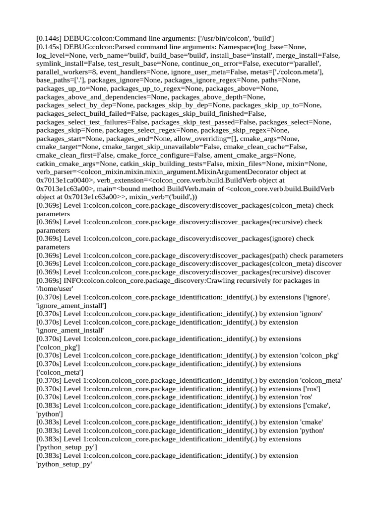 Colcon Build Command Debug Log | PDF | Computing | Software
