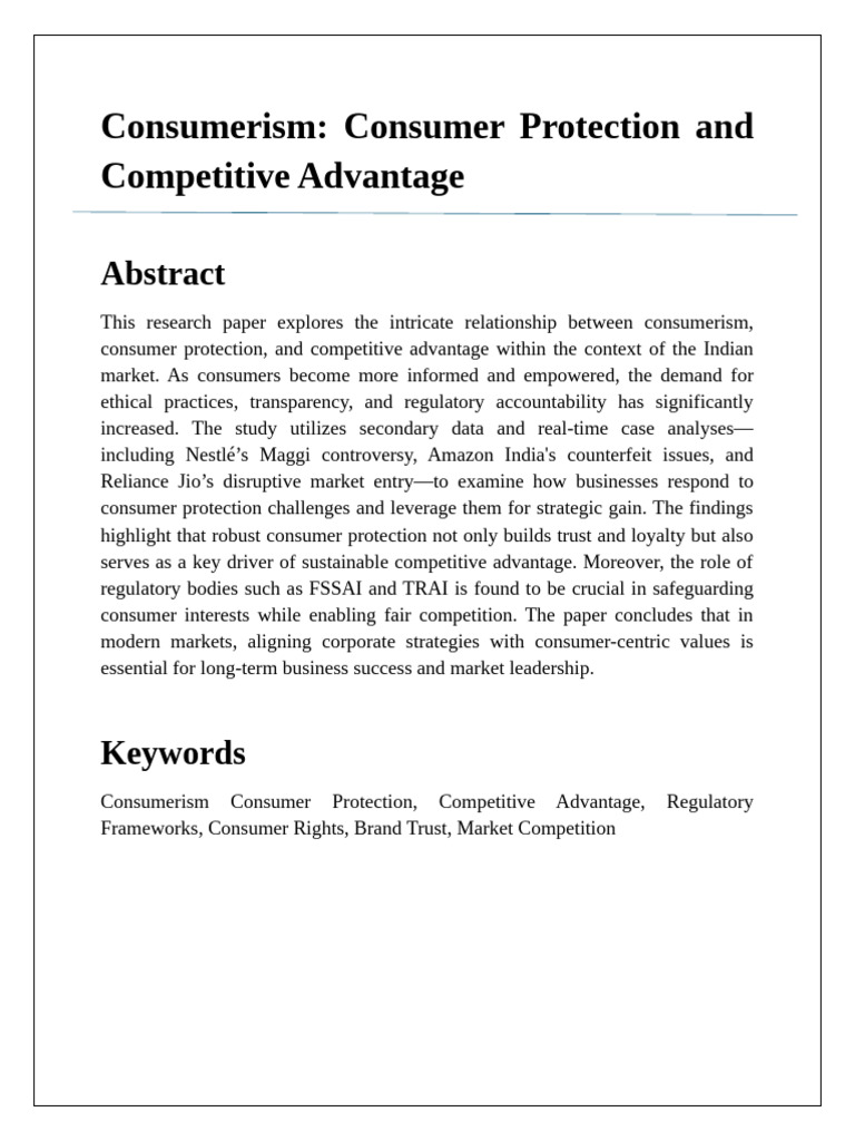 Consumer Protection and Competitive Edge | PDF | Corporate Social ...