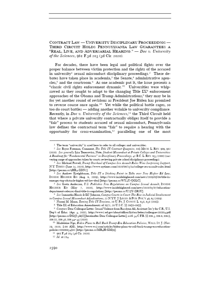 Third Circuit Ruling on University Hearings | PDF | Title Ix | Injunction