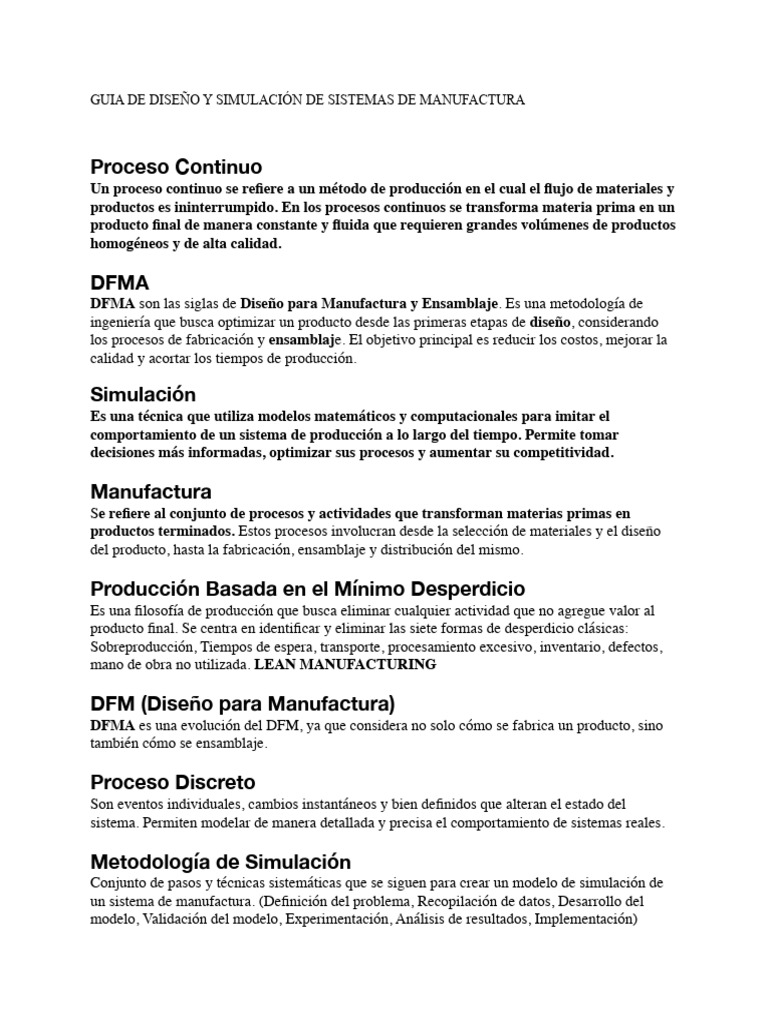Guía Completa de Manufactura y Simulación | PDF | Lean Manufacturing ...