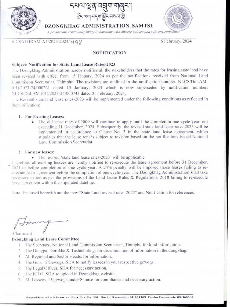Notification Revised Land Lease Rate 2023 | PDF