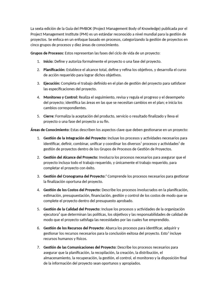 Guía PMBOK 6: Estructura y Enfoque | PDF | Gestión de proyectos | Business