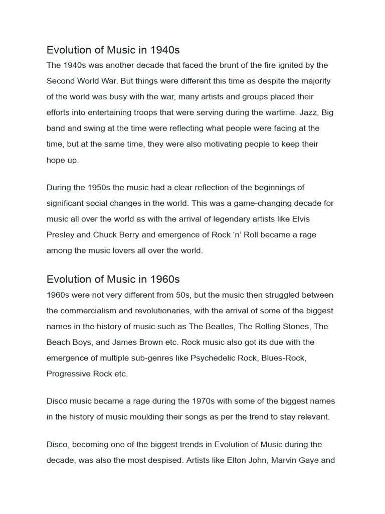 Evolution of Music in 1940s | PDF | Rock Music | Hip Hop Music