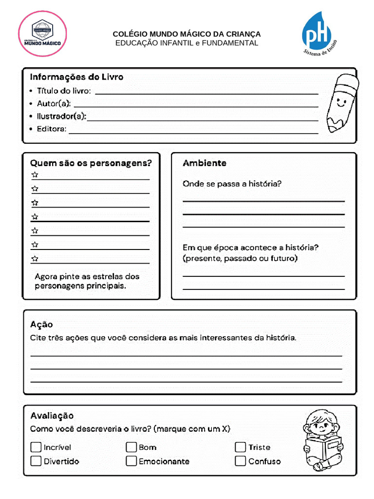 Ficha de Leitura 4º e 5º Anos | PDF