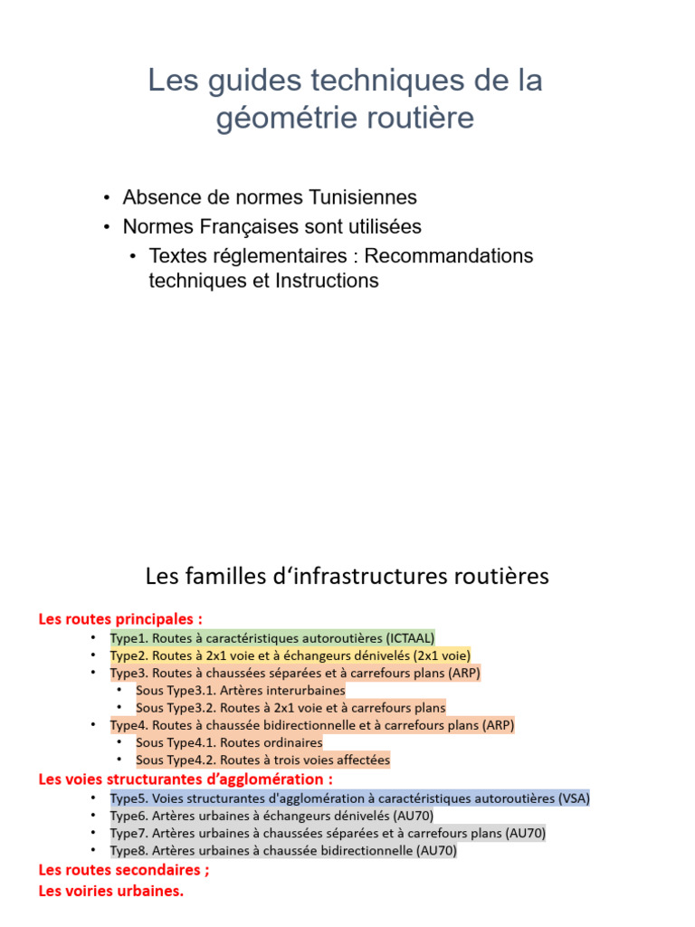 Normes et Types de Routes en Tunisie | PDF | Autoroute | Route