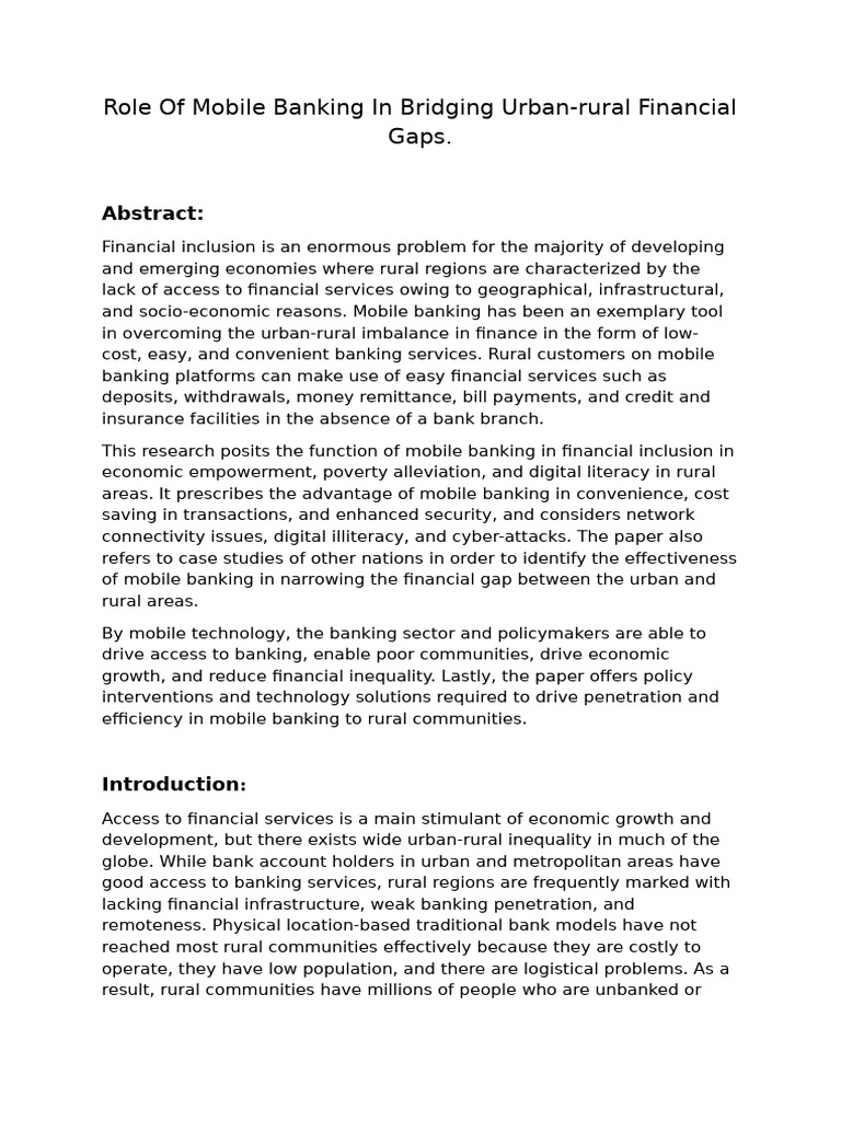 IFS Research Paper (VISHNU) | PDF | Financial Inclusion | Banks