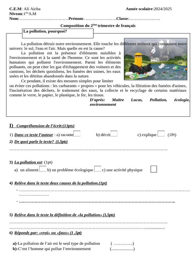 Causes et solutions de la pollution | PDF | la pollution | Déchets