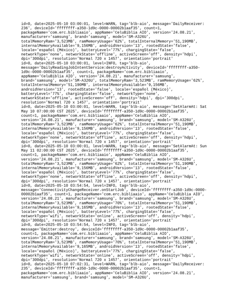 CeluBiblia AIO App Log Summary | PDF