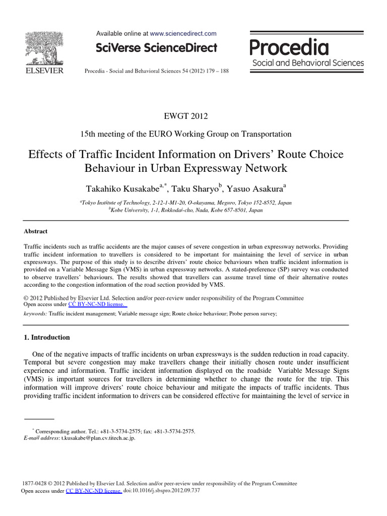 Effects of Traffic Incident Information On Drivers - 2012 - Procedia ...