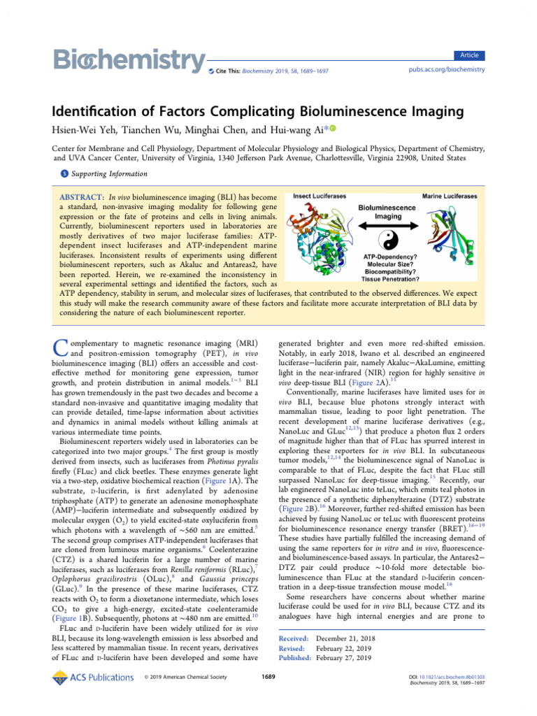 Identification of Factors Complicating Bioluminescence Imaging | PDF ...