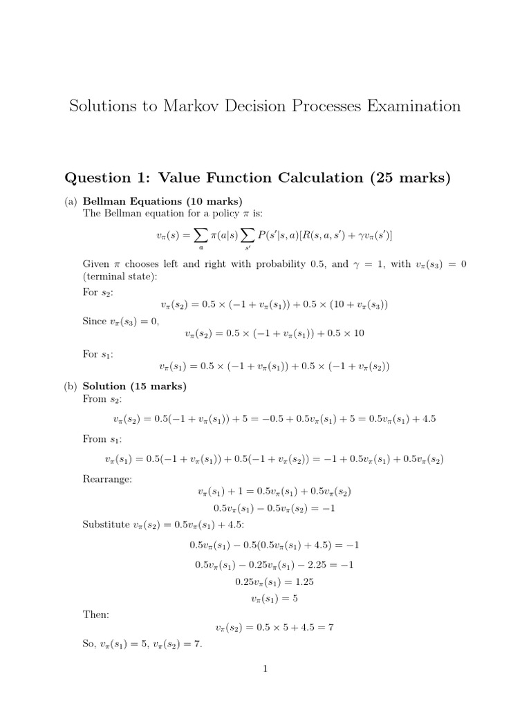 Markov Decision Processes Exam Solutions | PDF | Applied Mathematics ...