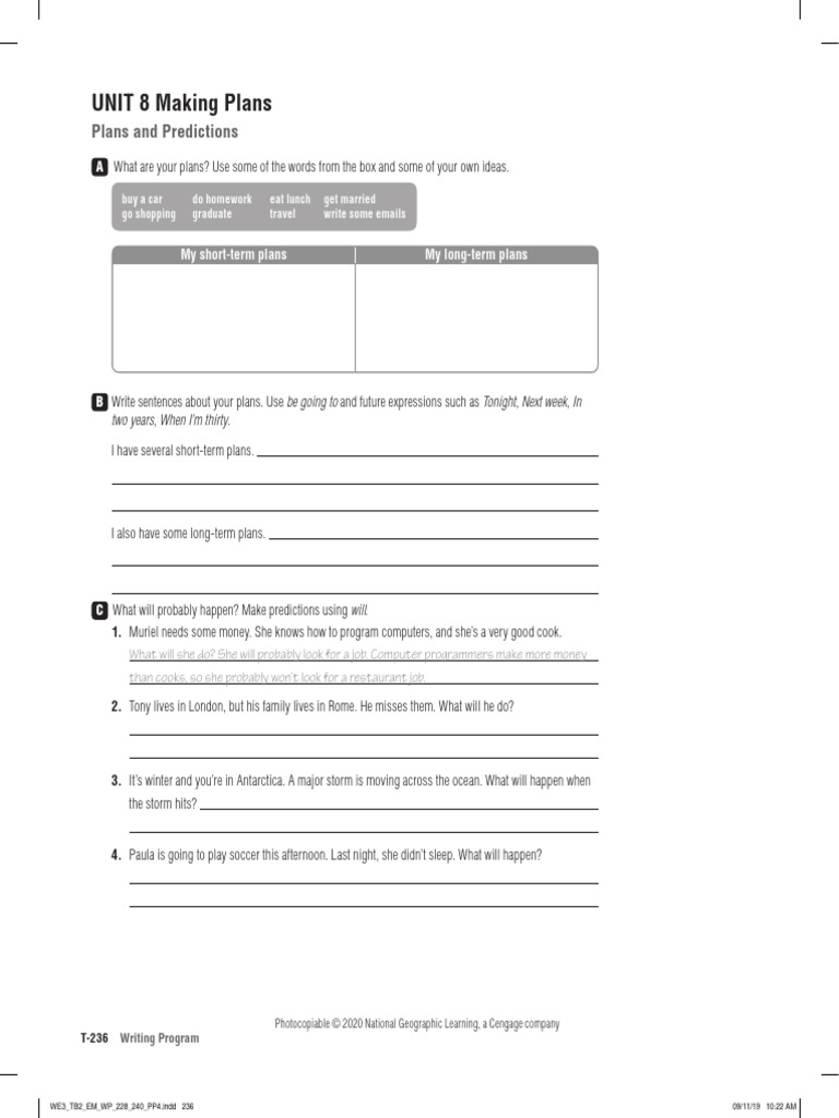 World English 3e Level 1 Writing Program Unit 8 3 | PDF
