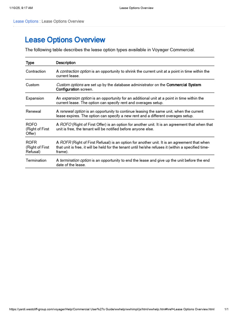Lease Options Overview | PDF