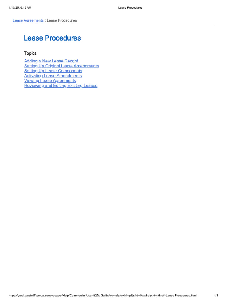 Lease Agreement Procedures Guide | PDF