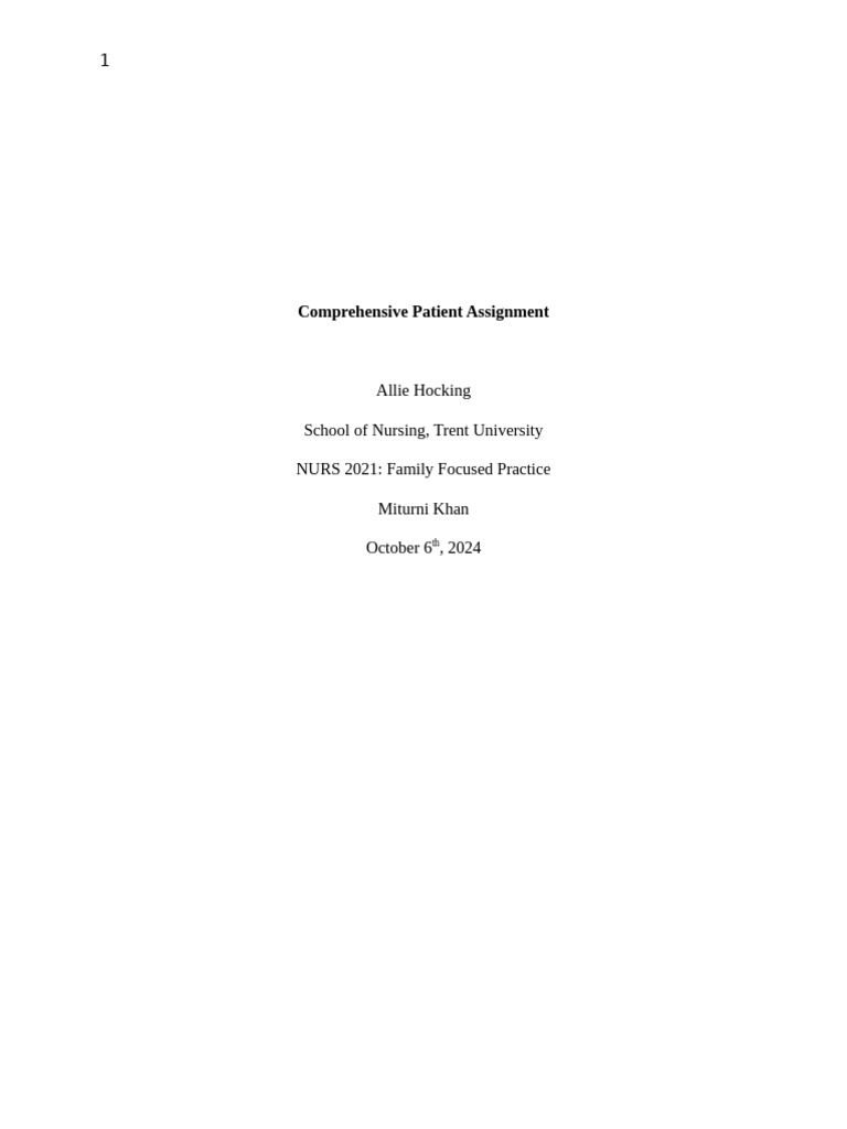 Comprehensive Patient Assignment | PDF | Mental Disorder | Major ...