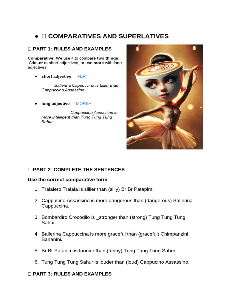 Comparatives and Superlatives Guide | PDF | Caffeinated Drinks | Coffee